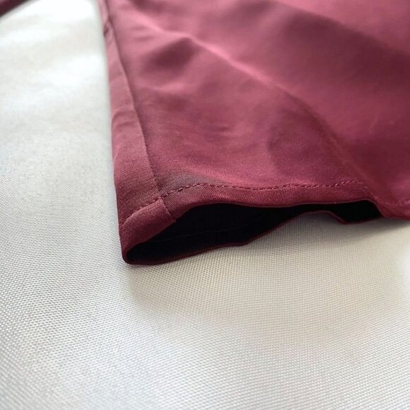 NWT FRANK & OAK THE SATIN MINI FLARED SLEEVE DRESS IN BURGUNDY - M - Picture 8 of 8